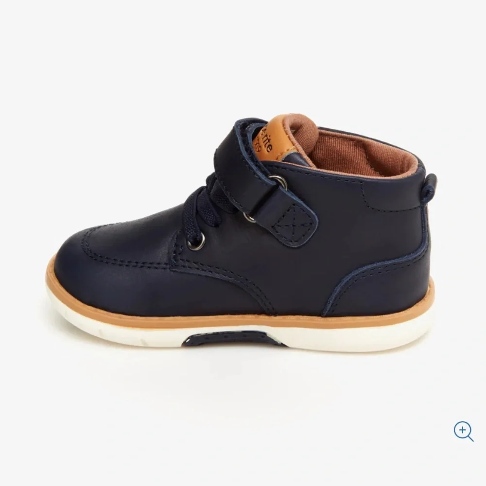 New Stride Rite Boys' Quinn SRT Leather Boots in Navy Toddler Size 9.5